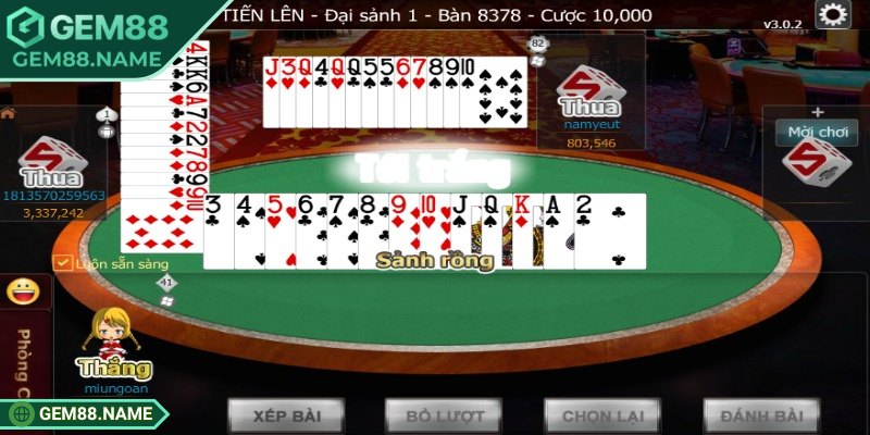 Cách tính điểm khi kết thúc ván tiến lên